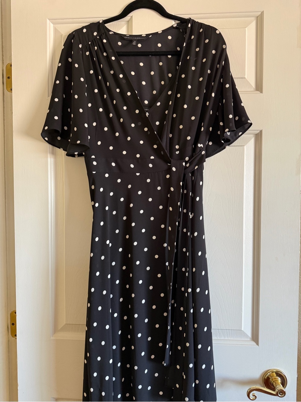WHBM Black Polka Dot Wrap Dress - Women's
